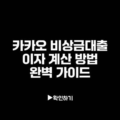 카카오 비상금대출 이자 계산 방법 완벽 가이드