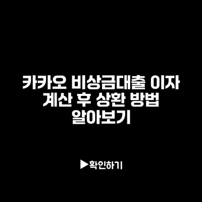 카카오 비상금대출 이자 계산 후 상환 방법 알아보기