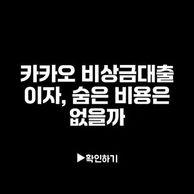 카카오 비상금대출 이자, 숨은 비용은 없을까?