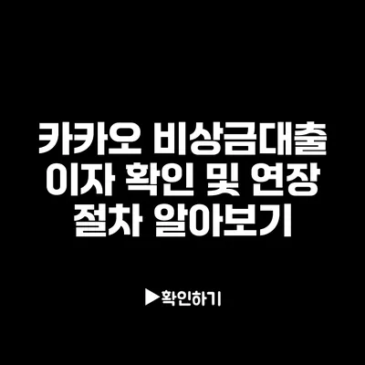카카오 비상금대출 이자 확인 및 연장 절차 알아보기