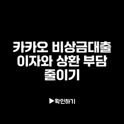 카카오 비상금대출 이자와 상환 부담 줄이기