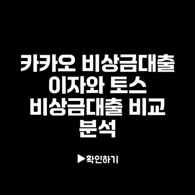 카카오 비상금대출 이자와 토스 비상금대출 비교 분석