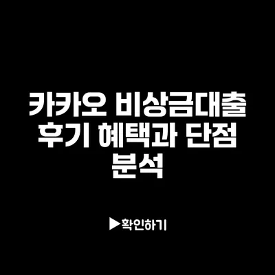 카카오 비상금대출 후기: 혜택과 단점 분석