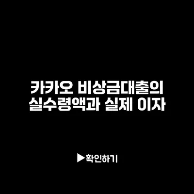 카카오 비상금대출의 실수령액과 실제 이자