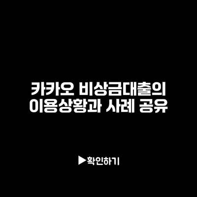 카카오 비상금대출의 이용상황과 사례 공유 카카오 비상금대출의 이용상황과 사례 공유