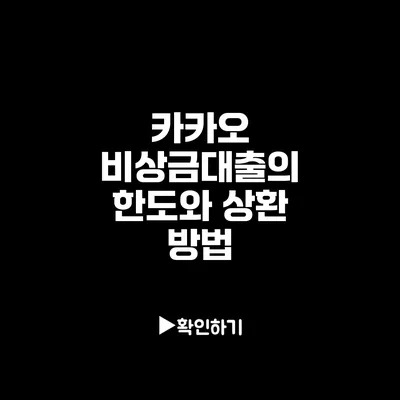카카오 비상금대출의 한도와 상환 방법