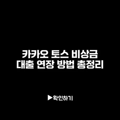 카카오 토스 비상금 대출 연장 방법 총정리