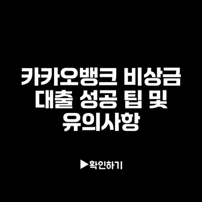 카카오뱅크 비상금 대출 성공 팁 및 유의사항