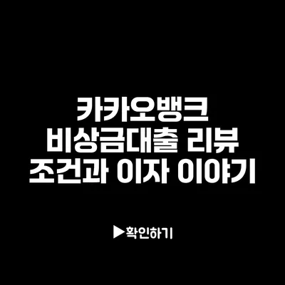 카카오뱅크 비상금대출 리뷰: 조건과 이자 이야기