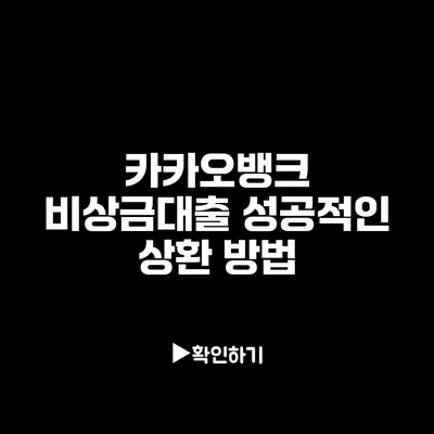 카카오뱅크 비상금대출 성공적인 상환 방법