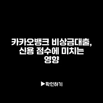 카카오뱅크 비상금대출, 신용 점수에 미치는 영향