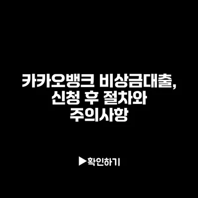 카카오뱅크 비상금대출, 신청 후 절차와 주의사항