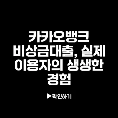 카카오뱅크 비상금대출, 실제 이용자의 생생한 경험