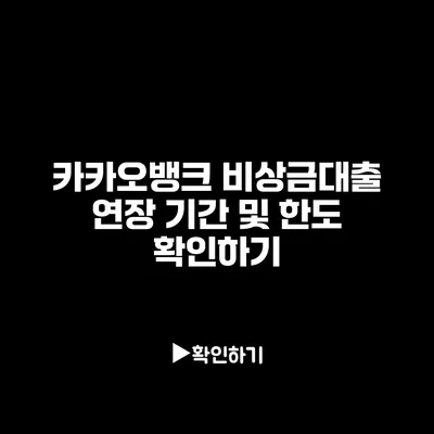 카카오뱅크 비상금대출 연장 기간 및 한도 확인하기 카카오뱅크 비상금대출 연장 기간 및 한도 확인하기