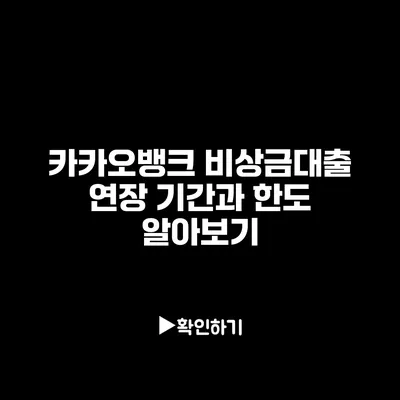 카카오뱅크 비상금대출 연장 기간과 한도 알아보기