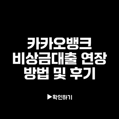 카카오뱅크 비상금대출 연장 방법 및 후기