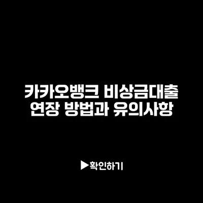 카카오뱅크 비상금대출 연장 방법과 유의사항