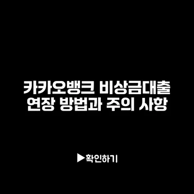 카카오뱅크 비상금대출 연장 방법과 주의 사항