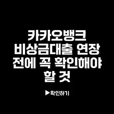 카카오뱅크 비상금대출 연장 전에 꼭 확인해야 할 것