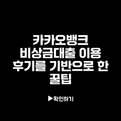 카카오뱅크 비상금대출 이용 후기를 기반으로 한 꿀팁