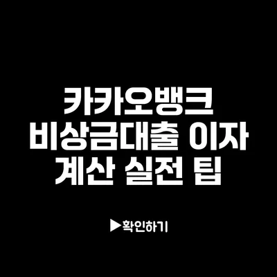 카카오뱅크 비상금대출 이자 계산 실전 팁