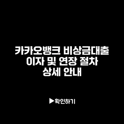 카카오뱅크 비상금대출 이자 및 연장 절차 상세 안내