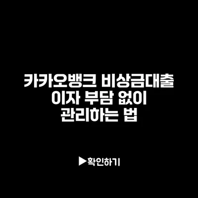 카카오뱅크 비상금대출 이자 부담 없이 관리하는 법