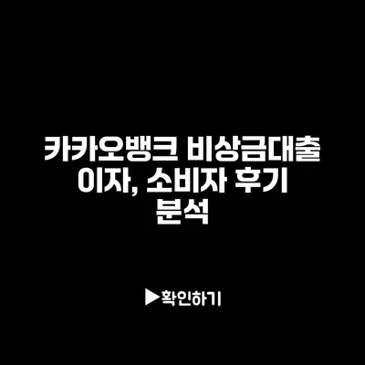 카카오뱅크 비상금대출 이자, 소비자 후기 분석