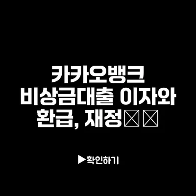 카카오뱅크 비상금대출 이자와 환급, 재정計策