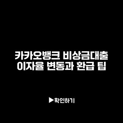 카카오뱅크 비상금대출 이자율 변동과 환급 팁