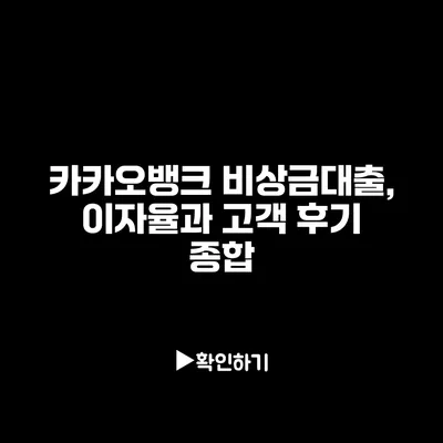 카카오뱅크 비상금대출, 이자율과 고객 후기 종합
