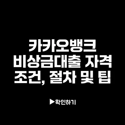 카카오뱅크 비상금대출: 자격 조건, 절차 및 팁