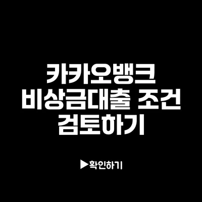 카카오뱅크 비상금대출 조건 검토하기