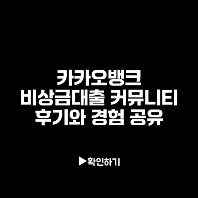 카카오뱅크 비상금대출 커뮤니티 후기와 경험 공유