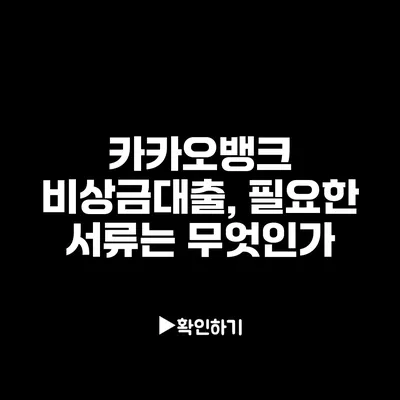 카카오뱅크 비상금대출, 필요한 서류는 무엇인가?