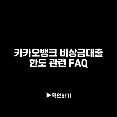 카카오뱅크 비상금대출: 한도 관련 FAQ