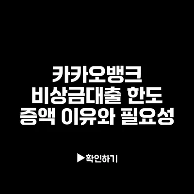 카카오뱅크 비상금대출 한도 증액 이유와 필요성