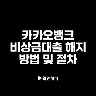 카카오뱅크 비상금대출 해지 방법 및 절차