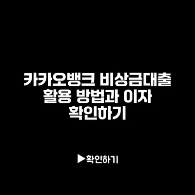 카카오뱅크 비상금대출 활용 방법과 이자 확인하기