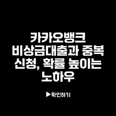 카카오뱅크 비상금대출과 중복 신청, 확률 높이는 노하우