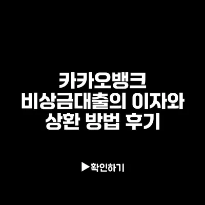 카카오뱅크 비상금대출의 이자와 상환 방법 후기