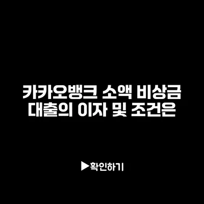 카카오뱅크 소액 비상금 대출의 이자 및 조건은?
