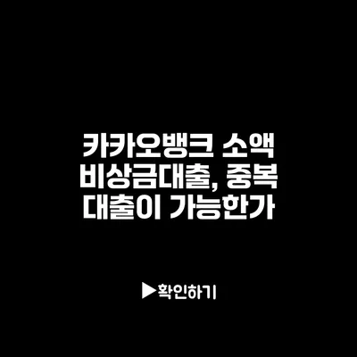 카카오뱅크 소액 비상금대출, 중복 대출이 가능한가?