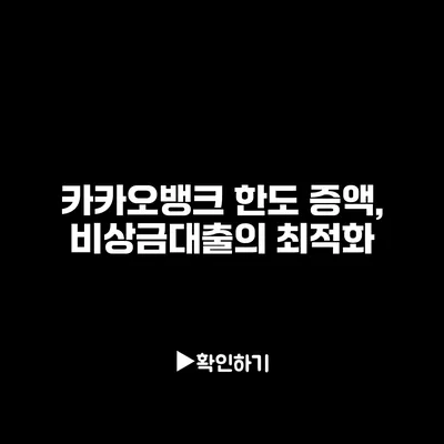 카카오뱅크 한도 증액, 비상금대출의 최적화