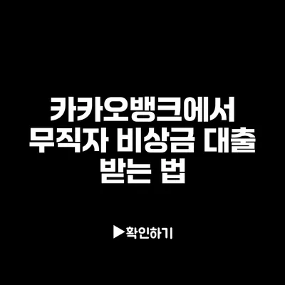 카카오뱅크에서 무직자 비상금 대출 받는 법
