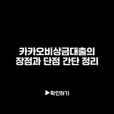 카카오비상금대출의 장점과 단점 간단 정리