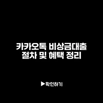 카카오톡 비상금대출 절차 및 혜택 정리