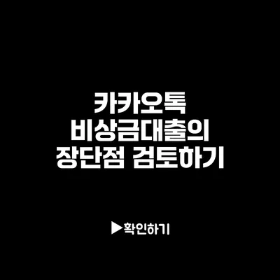 카카오톡 비상금대출의 장단점 검토하기