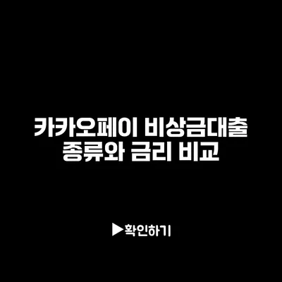 카카오페이 비상금대출 종류와 금리 비교