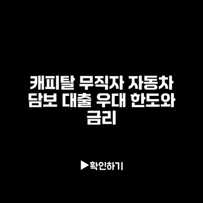 캐피탈 무직자 자동차 담보 대출 우대 한도와 금리